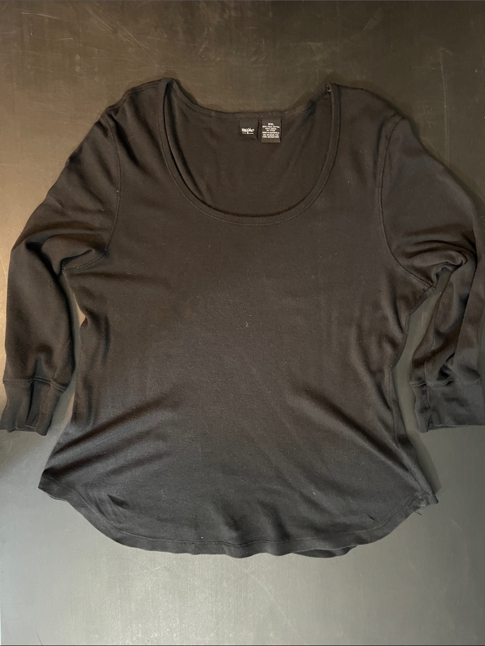 Mossimo Supply Co. Black Scoop Neck 3/4 Long Sleeve Tee
